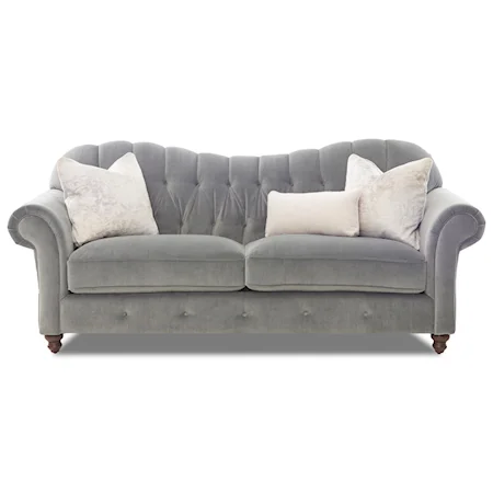 Traditional Sweetheart Back Sofa with Button Tufting